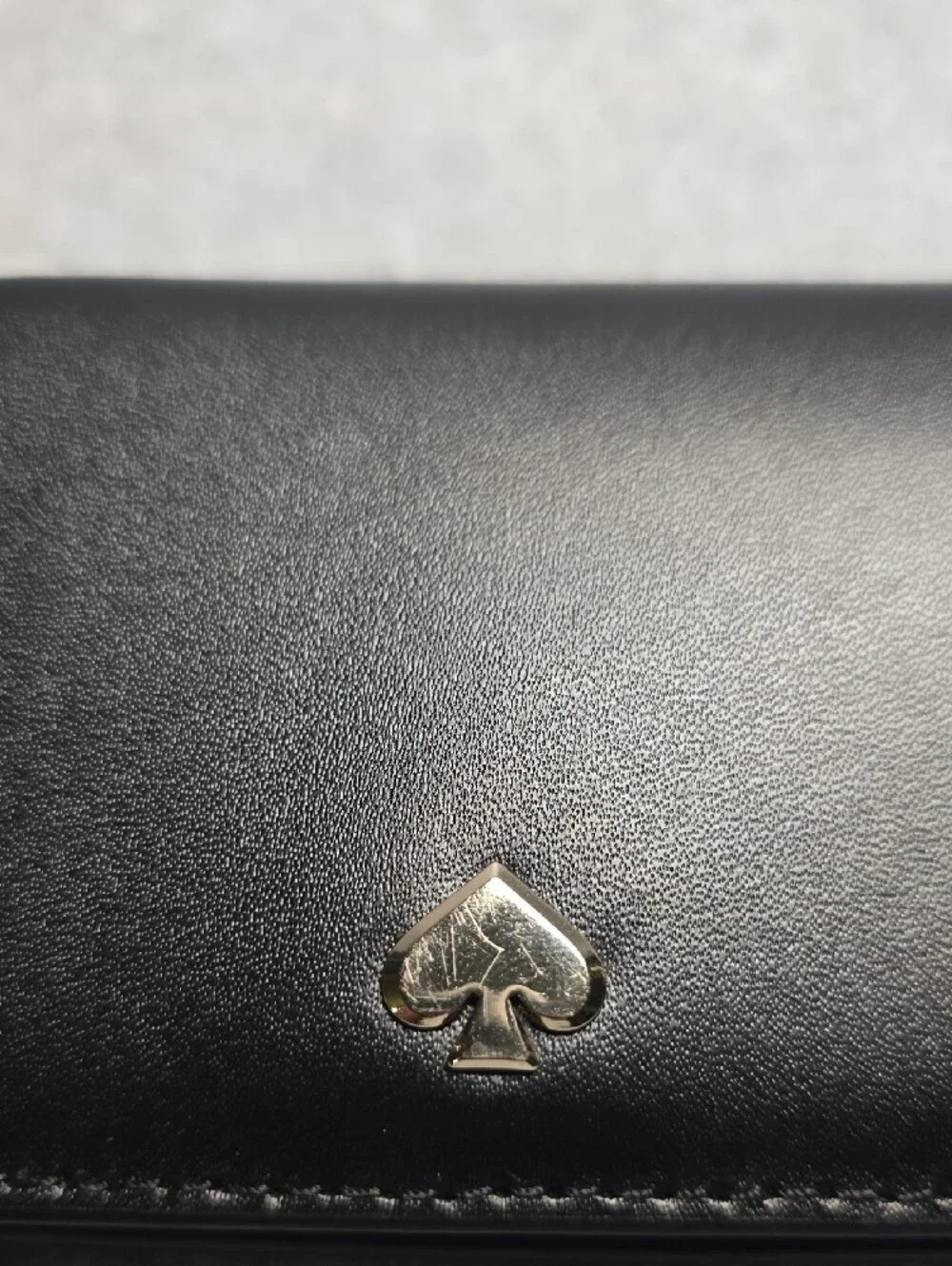kate spade Black Leather Card & Key Holder with Gold Ring